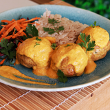Almôndegas de Frango com iogurte grego e tomate