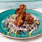 Espetadas de Perna de Perú com salada de quinoa