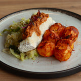 Tranche de pescada mediterrânica com molho romesco