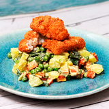 Filete de Pescada panado no forno com salada russa