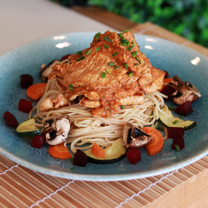 Escalopes de Peito de Perú com molho romesco