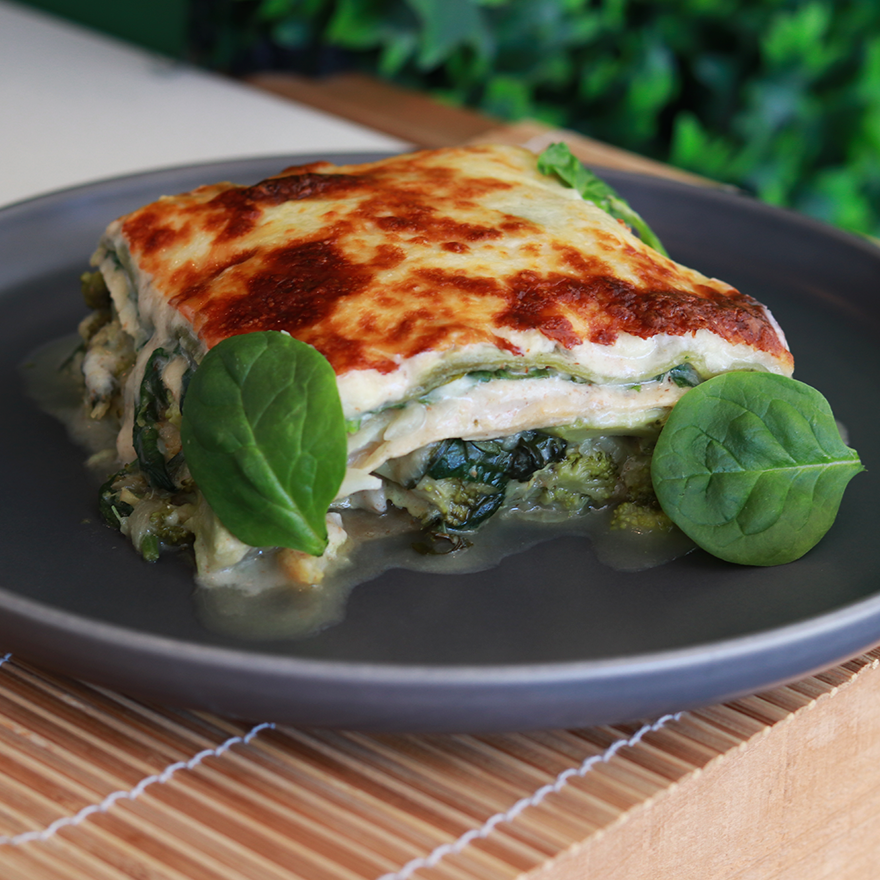 Lasanha Integral de Bacalhau e Espinafres